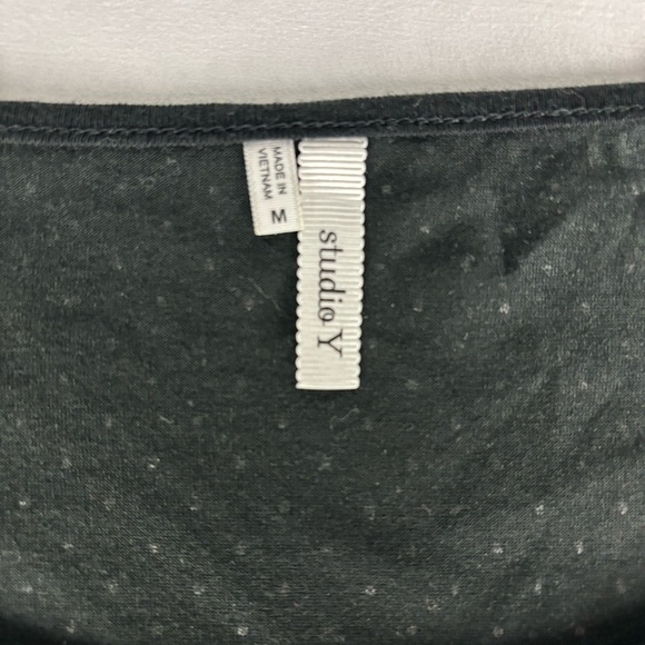 Studio Y Short Sleeved Black Blouse With Silver Polka Dots - Picture 5 of 7